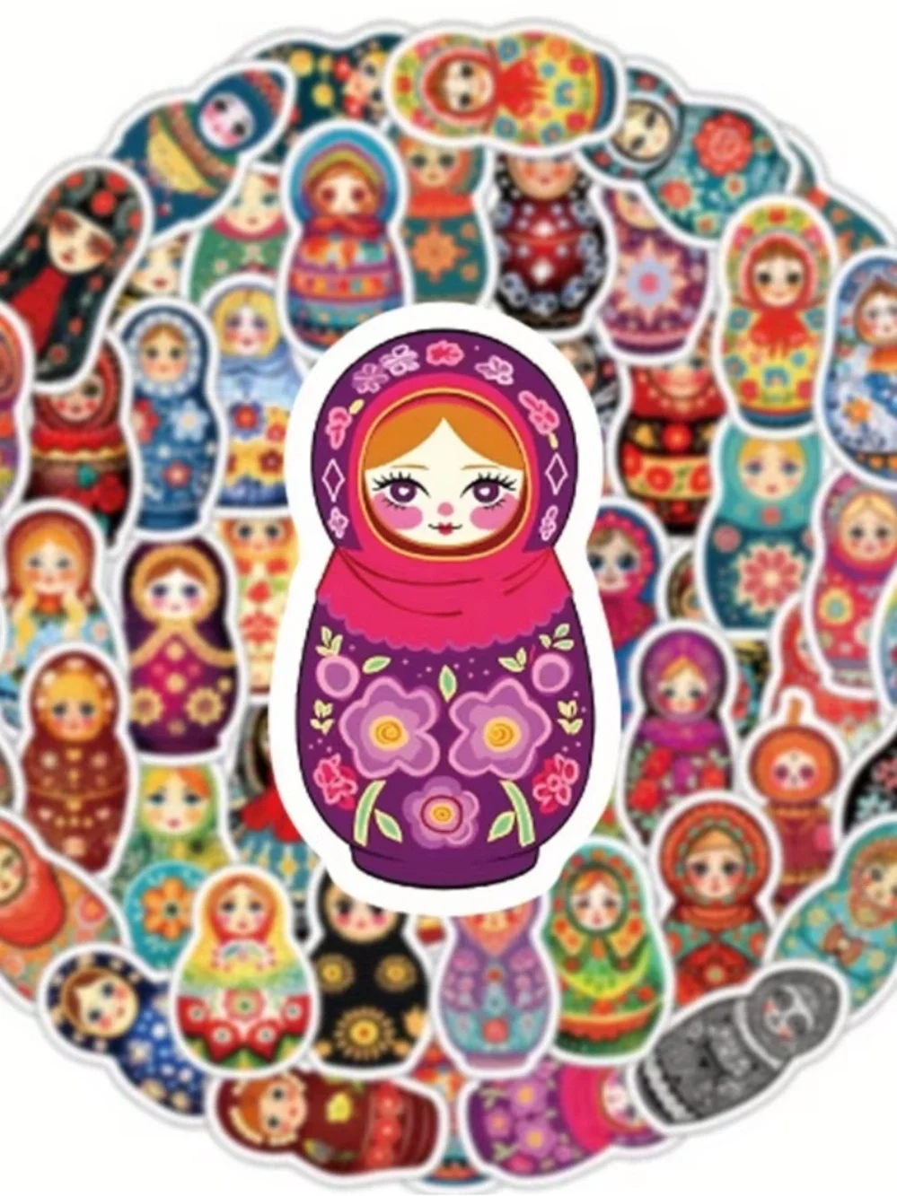 50 Russian Nesting Doll Stickers Cute Mini Sticker Set 🪆